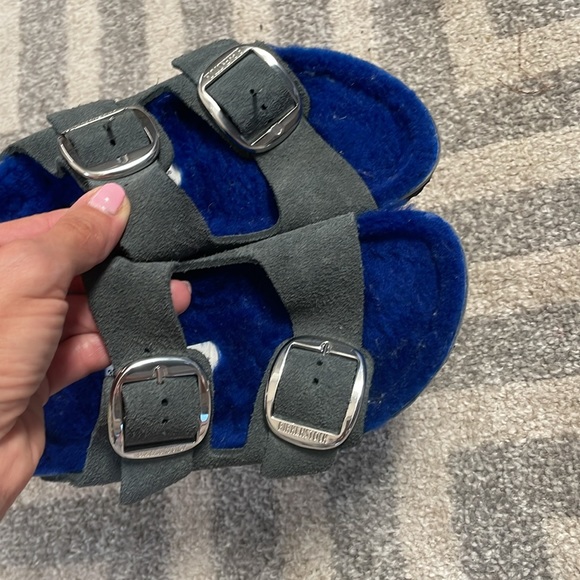 Furry blue BIRKENSTOCKS - never been worn - Picture 5 of 6